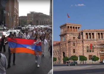 Առևանգված արցախցիներին ազատ արձակելու պահանջով հանրահավաքի մասնակիցների երթը դեպի կառավարության շենք