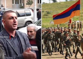 Группа арцахцев провела акцию у здания Минтруда и социальных вопросов с требованием выплаты им пенсий