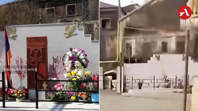 Азербайджанцы разрушили хачкар в арцахском Мартакерте