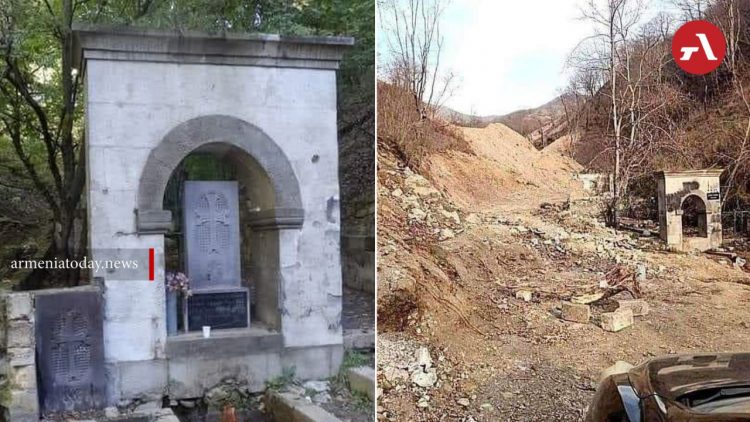 Азербайджан разрушил хачкар-родник в Кашатагском районе Арцаха
