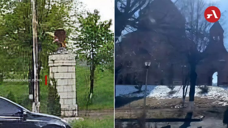 Азербайджанцы разрушили памятник советской эпохи в Степанакерте