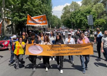ՀՀ պետհիմնարկների, ՏԻՄ-երի աշխատողների արհմիության քայլերթը Երևանում՝ Աշխատանքի օրվա կապակցությամբ