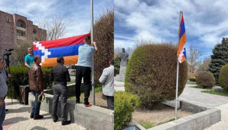 Էջմիածին քաղաքի Կոմիտասի անվան հրապարակից հանվել է Արցախի դրոշը․ Խաչատրյան