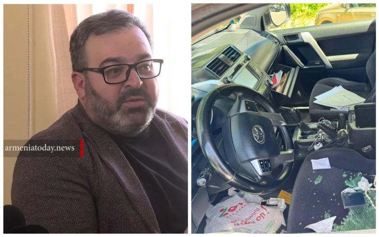 Неизвестные разбили стекло и зеркала автомобиля поддержавшего Карапетяна депутата Гарника Даниеляна