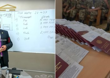 Հայկ Սարգսյանը գրատախտակի վրա բացատրել է, թե ինչ փոփոխություն է առաջարկում զինծառայության շուրջ