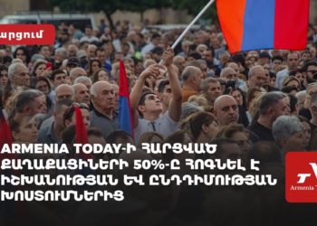 Իրական գործողությունների պահանջ. Armenia Today-ի կողմից Երևանում և մարզերում հարցվածների ավելի քան 50%-ը հոգնել է իշխանությունից և ընդդիմությունից