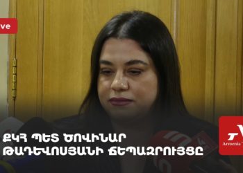 ՔԿԾ պետ Ծովինար Թադևոսյանի ճեպազրույցը (ուղիղ)