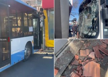Նոր Նորքում ավտոբուսը մխրճվել է խանութի մեջ