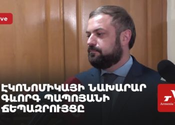 Проходит брифинг министра экономики Армении Геворга Папояна (прямое включение)