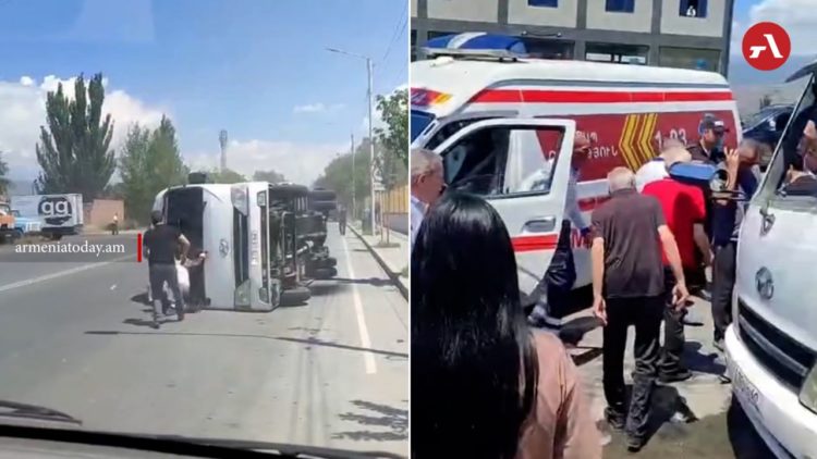 В Арагацотнской области в ДТП попал автобус с детьми из летнего лагеря